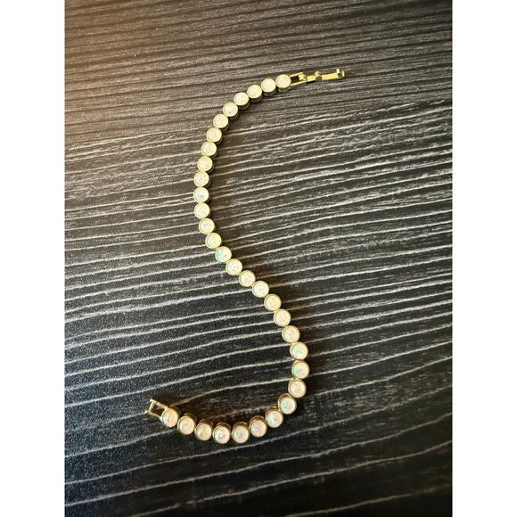 Glittery Opal and Gold Waterproof Clasp Bracelet 7.5 IN - Picture 1 of 8